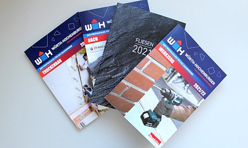 Die neuen WH-Kataloge 2021/22 für Trockenbau, Dach, Werkzeug und Fliesen