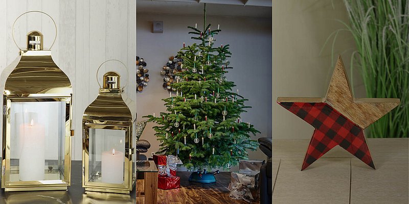 Stimmungsvolle Weihnachtsdeko, Laternen und Christbaum
