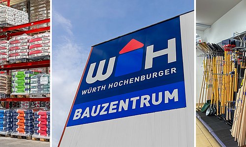 Collage zum neuen Bauzentrum in Villach