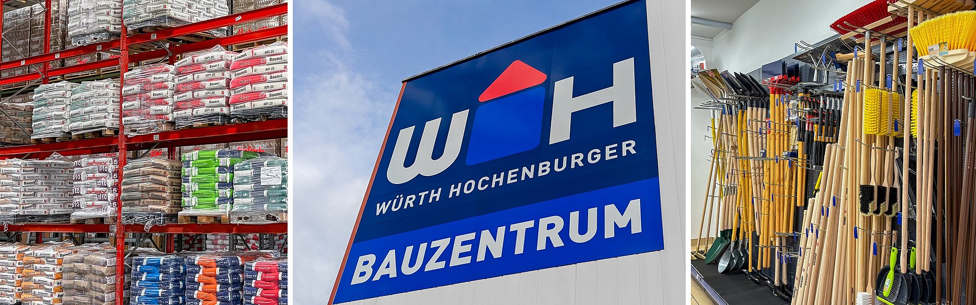 Collage zum neuen Bauzentrum in Villach