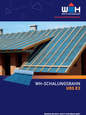 Flyer in blau mit Würth Hochenburger Logo und Hausdach