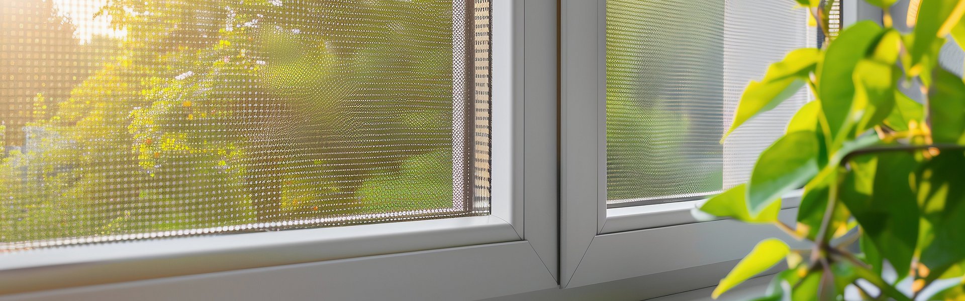 Fenster mit angebrachtem Insektengitter