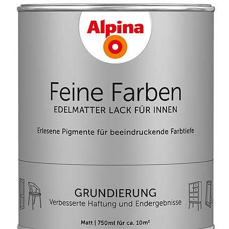 Farbdose von Alpina mit Grundierung für Holz