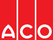 Logo Aco mit roten Balken und weißer Schrift