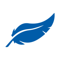 Blaue Feder auf weißen Hintergrund