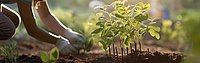 Einpflanzen von Setzlingen in den Boden