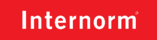 Logo Internorm in weißer Schriftfarbe und rotem Banner